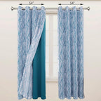 BONZER Mix and Match Curtains - 2 Pieces Branch Print Sheer Curtains and 2 Pieces Blackout Curtains for Bedroom Living Room Grommet Window Drapes, 54x63 Inch/Panel, Teal, Set of 4 Panels