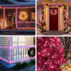 Christmas Lights Indoor Outdoor 100 Count Incandescent Light UL Certified Connectable Christmas Tree Lights with Green Wires for Xmas, Wedding, Holiday, Party, Home, Valentines Day Decoration(Pink)