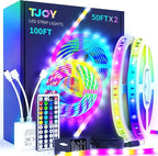 TJOY 100 ft LED Strip Lights with 44 Key Remote, Multi-Color RGB LED Lights, 24 Volt Color Changing LED Light Strip for Bedroom,Room,TV,DIY Decor(44 Key Remote Control +50 ft x2+Indoor only)
