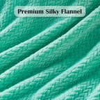 NEWCOSPLAY Super Soft King Blanket Aqua Premium Silky Flannel Fleece Leaves Pattern Lightweight Bed Blanket All Season Use (Aqua, King(90"x110"))