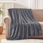 Exclusivo Mezcla Fleece Throw Blanket for Couch, Sofa, 300GSM Super Soft and Warm Blankets, Dark Grey Throw All Season Use, Cozy, Plush, Lightweight, 50x60 Inches