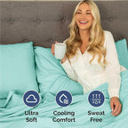 Twin Size 3 Piece Sheet Set - Comfy Breathable & Cooling Bed Sheets Set - Hotel Luxury Bedding for Women, Men, Kids, Teens, Boys & Girls - Deep Pockets, Ultra-Soft, Wrinkle Free - Oeko-Tex - Spa Blue