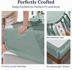California Design Den Twin Sheets Set - Soft 400 Thread Count Sateen, Natural 100% Cotton Sheets with Deep Pockets, Cooling and Durable Bedding Set - Sage Green