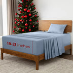 Mellanni Extra Deep Twin Sheets - 3 PC Iconic Collection Bedding - Hotel Luxury, Ultra Soft, Cooling Bed Sheets - Wrinkle, Fade, Stain Resistant (Twin, Blue Hydrangea)