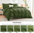 HYMOKEGE Olive Green California King Comforter Set Seersucker 7 Pieces, All Season Luxury Bed in a Bag for Bedroom, Bedding Set with Comforter, Sheets, Pillowcases & Shams