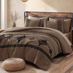 MaiRêve Embroidery Full Size Comforter Set Brown, Farmhouse Western Boho Bedding Set 7 Pieces, All Season Bed in A Bag Comforter Set with Sheets, Pillowcases & Shams