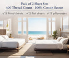 2-Pack Cotton Twin Sheet Sets - 400 Thread Count 100% Cotton Sateen - Extra Soft, Breathable & Cooling Sheets, Wrinkle Resistant, 2 Sets of Deep Pocket Bed Sheets - Ivory (Pale Tone)