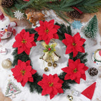 16 Pack Poinsettia Flowers Artificial Christmas Decorations, Red Poinsettia Flowers for Christmas Tree, Velvet Poinsettias Artificial Flowers for Xmas Decor DIY for Home Vase Indoor Outdoor Garden