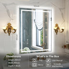 40"x 32" LED Bathroom Mirror with Black Frame, Bathroom Mirror with Lights Front and Backlit, Lighted Mirror Stepless Dimmable, Anti-Fog, Memory, LED Vanity Mirror with Lights 3 Colors