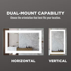 LED Vanity Bathroom Mirror 30 x 20 in. Wall Mounted, Dimmable, Lighted, Anti-Fog Mirror – Modern, Frameless Design