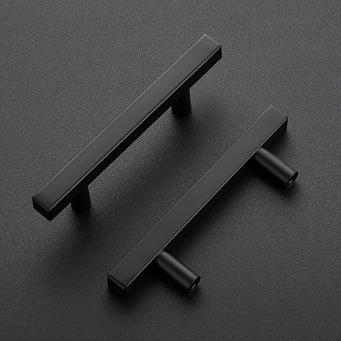 Ravinte 30 Pack Black Cabinet Handles 3 Inch Square Cabinet Pulls Matte Black Square Hardware for Kitchen Cabinets - 5 Inch Total Length