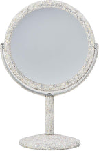 TISHAA Bling Makeup Vanity Mirror - Luxury Stand Double Sided Mirror Crystal Rhinestone Portable Desk Bathroom Bedroom (2X Magnification)