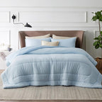 Bedsure King Comforter Set - Cooling and Warm Bed Set, ICY Blue Reversible Bedding for All Season, 3 Pieces, 1 King Size Comforter (102"x90") and 2 Pillow Cases (20"x36")