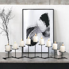 Candelabra Fireplace Candle Holder: 9 Black Iron Candelabra Fireplace Candle Holder for Pillar Candles