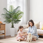 VEVOR Artificial Areca Palm Tree 5 ft, Fake Palm Tropical Plants with White Tall Planter, Faux Floor Silk Plant in Pot, Large Trees for Home Office Living Room Decor House Warming, Indoor Outdoor