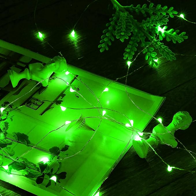 Mikasol Fairy Lights Battery Operated, 4 Pack Mini 3*AAA Battery Powered Copper Wire Led Starry String Lights Firefly Lights for Bedroom, Christmas, Parties, Decoration (5m/16ft Green)