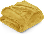 Utopia Bedding Fleece Blanket Queen Size Gold 300GSM Luxury Fuzzy Soft Anti-Static Microfiber Bed Blanket (90x90 Inch)