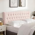 Tufted Upholstered Headboard Queen Size, Solid Wood Head Board with Durable Metal Legs, Adjustable Height Bed headboard from 37” to 51” Fabric Headboard in Modern Button Design, Pink