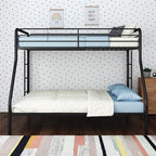 DHP Dusty Metal Bunk Bed with Secured Ladders, Twin/Full, Black