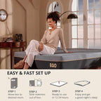 EGOHOME 12 Inch Queen Memory Foam Mattress for Back Pain, Cooling Copper Gel Bed in a Box, Foam Made in USA, CertiPUR-US Certified, Therapeutic Medium Firm, Double 60x80x12 Black