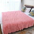 Tuddrom Decorative Extra Soft Faux Fur Blanket Queen Size 80" x 90",Solid Reversible Fuzzy Fluffy Cozy Plush Fleece Comfy Microfiber Fur Blanket for Couch Sofa Bed,Pink