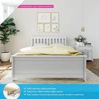 Max & Lily Full Size Bed Frame with Slatted Headboard, Solid Wood Platform Bed for Kids, No Box Spring Needed, Easy Assembly, White
