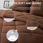 Love's cabin California King Comforter Set Brown, 7 Pieces California King Bed in a Bag, All Season Bedding Sets with 1 Comforter, 1 Flat Sheet, 1 Fitted Sheet, 2 Pillowcase and 2 Pillow Sham