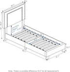 Furinno Laval Double Row Nail Head Upholstered Platform Bed Frame, Twin, Glacier