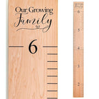 Headwaters Studio Wooden Growth Chart – Kids Height Chart, Wall Measurement for Kids, Height Chart for Wall, Growth Ruler for Children – Our Growing Family, Natural (63"x6.7")