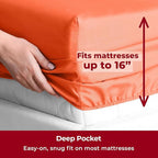 Mellanni Twin XL Sheets Set - 3 PC Iconic Collection Bedding - Hotel Luxury, Extra Soft, Cooling Bed Sheets - Wrinkle, Fade, Stain Resistant (Twin Extra Long, Poppy Orange)