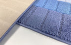Custom Size Coastal Nautical Style Runner Rug Carpet for Hallway Entryway, Slip Resistant Latex Rubber Backed, 31 inch Wide X Customized Length, Squares Blue, 31 inch X 26 feet