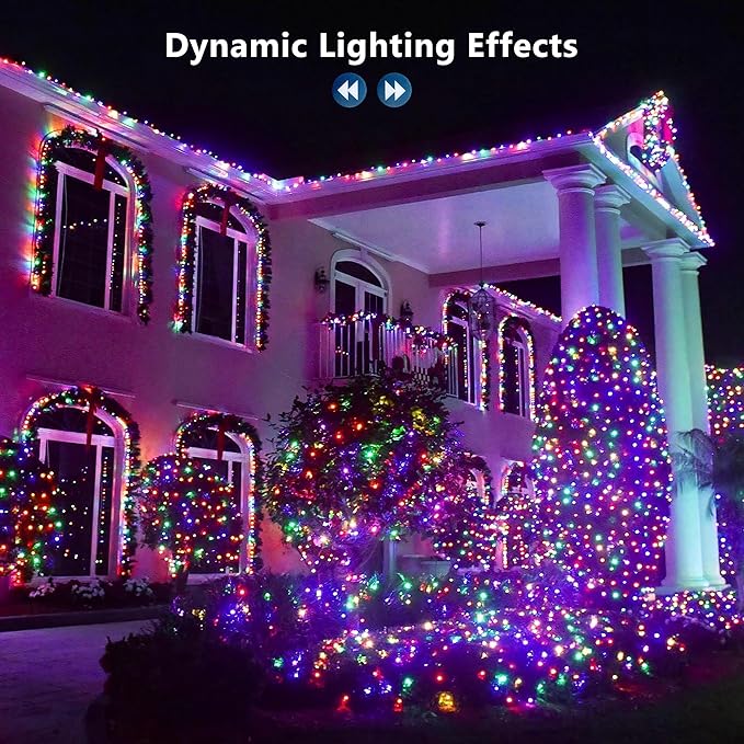 Brizled Color Changing Christmas Lights, 33ft 100 LED RGB Light String with Remote, Dimmable Mini Light String, USB Indoor Decorative Lighting Party Xmas Tree Wreath Year-Round Holiday
