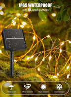 Minetom Solar String Lights, 2 Packs Total 66Ft 200 LED Solar Fairy Lights, Waterproof Solar Lights for Outside Patio Yard Tree Wedding Christmas, Warm White