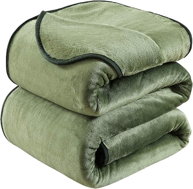 HOZY Soft Blanket Queen Size Fleece Warm Fuzzy Throw Blankets for The Bed Sofa Lightweight 350GSM Green 90"*90"