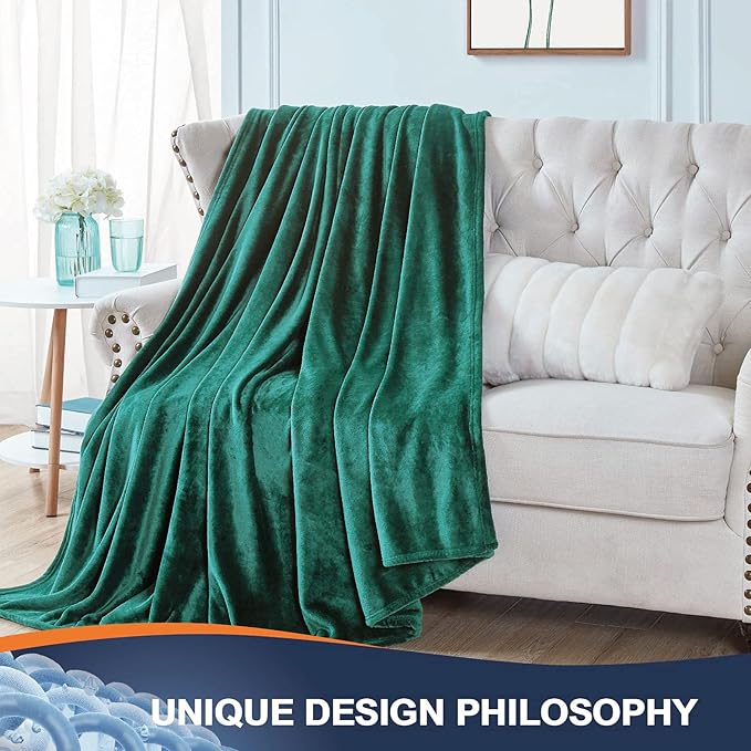 Walensee Fleece Blanket Plush Throw Fuzzy Lightweight (Queen Size 90x90 Emerald Green) Super Soft Microfiber Flannel Blankets for Couch, Bed, Sofa Ultra Luxurious Warm and Cozy for All Seasons