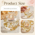 8 Pcs Glass Clear Votive Floating Candle Holders with 8 Pcs Bright Pearl String Beads, Tealight Bowl Candle Holder Bulk for Wedding Centerpiece Home Bridal Shower Party Decor (Gold)