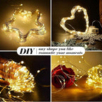 ZGWJ 50 Pack Fairy Lights Battery Operated, 7ft 20 Mini LED Fairy String Lights Silver Wire 3 Modes for DIY, Parties, Wedding, Bedroom, Halloween Christmas Decoration Warm White