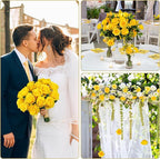 Ouddy Decor 20 Pcs Fake Yellow Roses Artificial Silk Flowers with Long Stems for Valentines Day Decor Wedding Home Party Table Centerpieces Bridal Bouquet DIY Floral Arrangment