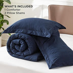 Bedsure Oversized King Comforter Set - Navy Soft Bedding for All Seasons, Cationic Dyed Bed Set, 3 Pieces, 1 Oversized King Size Comforter (120"x98") and 2 Pillow Shams (20"x36"+2")