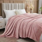 NEWCOSPLAY Super Soft King Blanket Dusty Pink Premium Silky Flannel Fleece Leaves Pattern Lightweight Bed Blanket All Season Use (Dusty Pink, King(90"x110"))