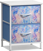 Sorbus Nightstand with 2 Drawers - Kids Bedside Furniture End Table Night Stand - Steel Frame, Wood Top & Easy Pull Fabric Bins - Dresser & Chest for Home, Bedroom Accessories, Office & College Dorm