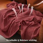 PHF 100% Cotton Waffle Weave Blanket King Size for Bed, Soft Lightweight & Breathable, All-Season Comfort, Luxury Aesthetic Woven Bedding for Home Decor, 108"x90", Wine Red