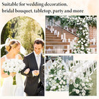 Ouddy Decor 50 Pcs Artificial White Roses Bulk Realistic Silk Roses with Long Stems Fake Roses Flowers for Wedding Bridal Bouquet DIY Table Centerpieces Arrangement Valentines Day Home Decor, White