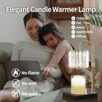 Candle Warmer Lamp, Wax Warmer Candle Lamp Timer & Dimmer 7-Levels, Compatible Most Jar Candles, Top Melting, Cystal Candle Heater Lamp for Scented Wax, Elegant Home Decoration, Black