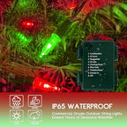 KOUQIYA Battery Operated Christmas Lights 2 Pack, 17ft 50 LED Mini String Light with Auto-Timer 8 Modes Waterproof Tree Lights (Red&Green)