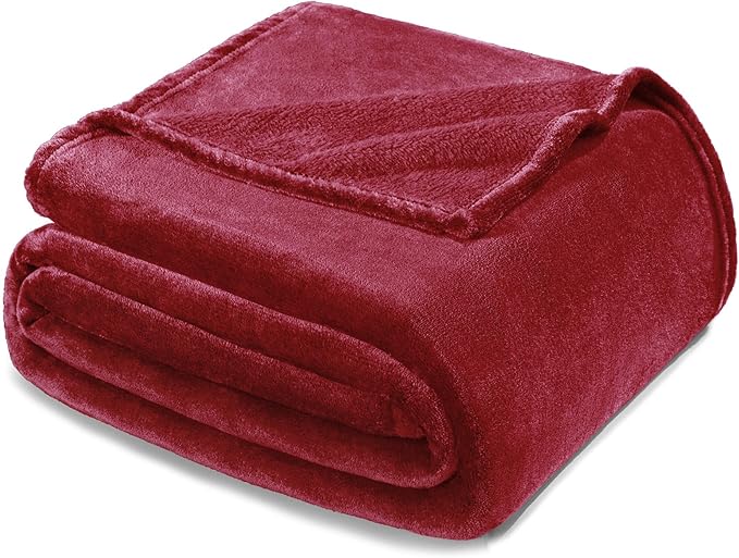 Exclusivo Mezcla Fleece Blanket Twin Size for Bed, Super Soft and Warm, All Season Use, Cozy, Plush, Lightweight, 60x80 Inches Deep Red