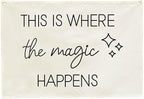 Boho Rectangular Banner Flag Wall Sign Decor Gift for Baby Boy Girl Kids,Nursery Baby Room Bedroom Living Room Office Decor-This Is Where the Magic Happen-Baby,Shower Birthday Christmas Gift