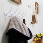 SKOLOO Modern Metal Wall Coat Rack with 5 Hooks, Pack of 2, Sturdy Wall Hook Rack for Hanging Coat, Jacket, Clothes, Hat, White