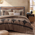 MaiRêve Embroidery King Size Comforter Set Brown, Boho Farmhouse Western Bedding Set 7 Pieces, All Season Bed in A Bag Comforter Set with Sheets, Pillowcases & Shams