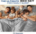 DREAMCARE California King Sheet Sets - Cooling Bed Sheets - 4pcs Set - up to 15" Deep Pocket Cal King Sheets - California King Sheets - Soft & Lasting 100% Brushed Polyester with Side Pocket - L Gray